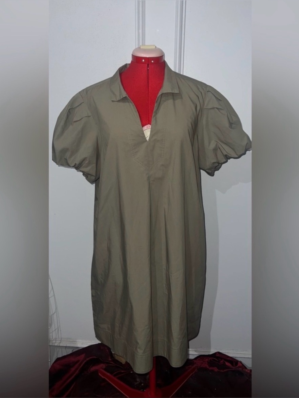 Tommy Bahama Oceana Poplin Puff Short Sleeve Dress/ Khaki/ XL/ Knee Length